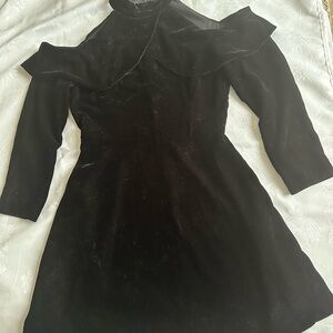 Zara Black Velvet Long Sleeve Dress